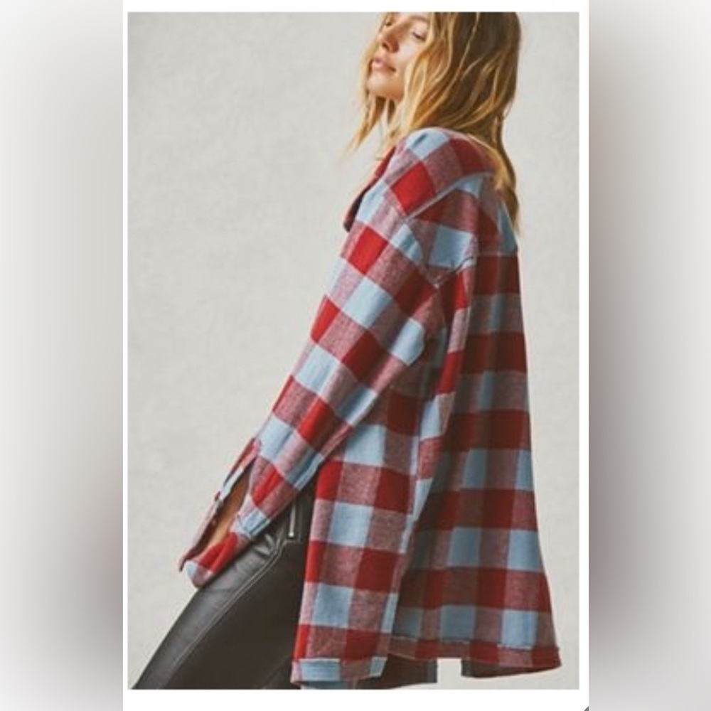 We The Free So Long Summer Plaid Top in Chambray Combo